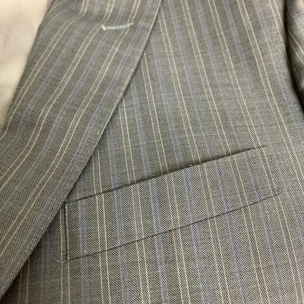 Tiglio luxe silk and wool Charcoal Pinstripe Blazer